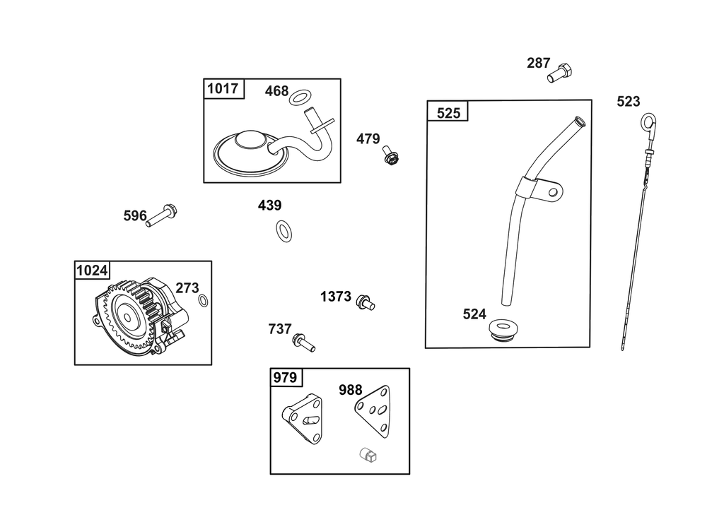 Lubrication Group Diagram and Parts List for 356442-0675-F1 200000 - 399999 Briggs and Stratton Engine